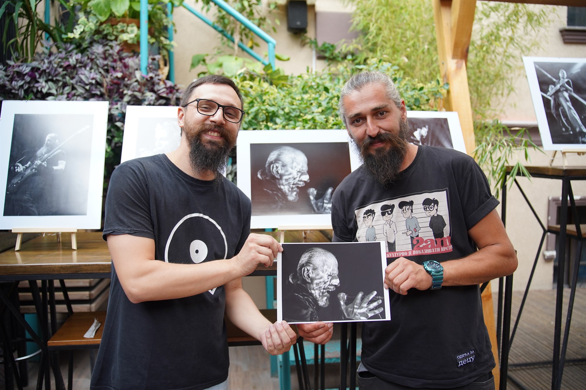 Naum Cvetkovski and Stefan Kocevski at the exhibition opening