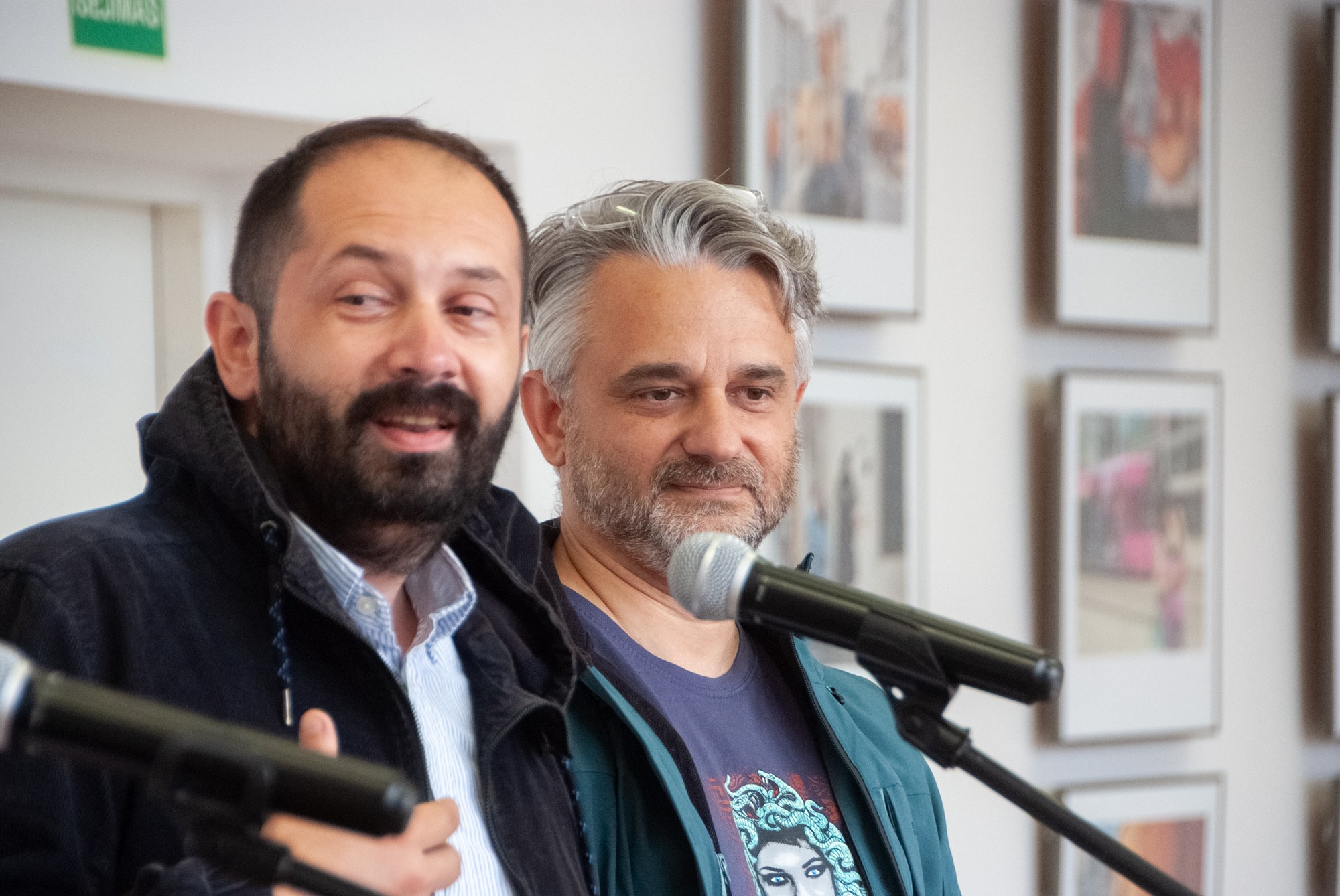 Vladimir Jovanovski and Viktor Trajkovski addressing the audience in Zarasai